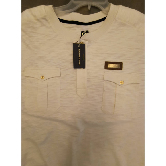 Cavi Long Sleeve 1/4 Button Henley Shirt White Pullover w/pockets Big Tall 4XL - Picture 11 of 14